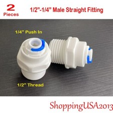 2X 1/2-1/4" Male Straight Connector Fitting Quick Connect Thread Push In BSP RO