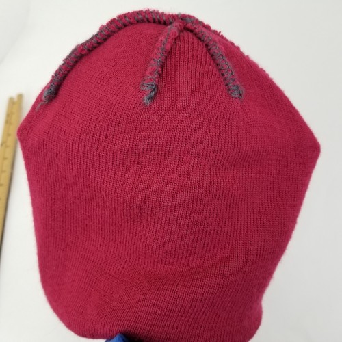 REI Co-op Unisex Wool Blend Winter Beanie Hat Cap Red Knit Gray Stripe One Size - Picture 7 of 8