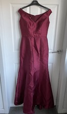 Ladies Maroon DESSY GROUP Sleeveless Off Shoulder Bridesmaid Dress  Chest 34”