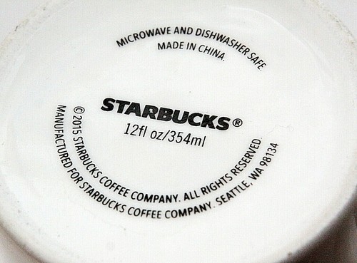 Starbucks Bone China Mug White Green Logo Mermaid Siren Logo 2015 12 oz - Picture 6 of 6