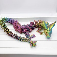 3D Printed Crystal Dragon - Fully Articulated Dragon, Crystal Dragon Gift