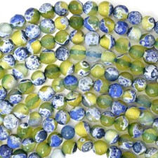 Faceted Blue Green Agate Round Beads Gemstone 15" Strand 6mm 8mm 10mm 12mm