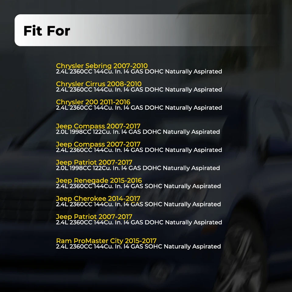 Juego de 4 sensores de posición del árbol de levas para Jeep Compass Patriot Renegade Cherokee negro Foto 4 de 4