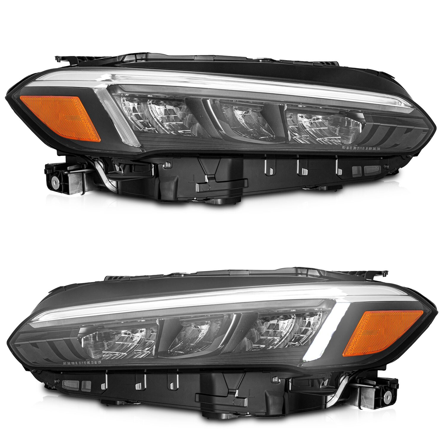 Headlights For 2022-2023 Honda Civic Black Trim Full LED Headlamps L+R Pair
