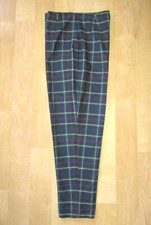Vtg 60s Blue Tartan Plaid Hi Waist Preppy Mom Taper Leg Pants Left Zip Pocket M