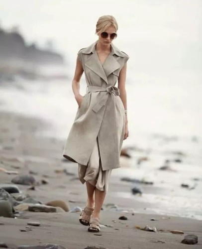 THEORY Jiliya Linen Sleeveless Natural 