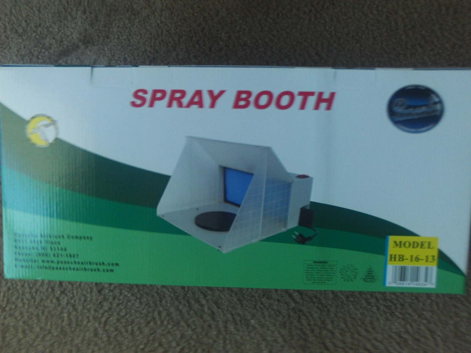 PAASCHE AIRBRUSH PAINT BOOTH, BLUE, WITH E. MOTOR FOR VENTING FACTORY