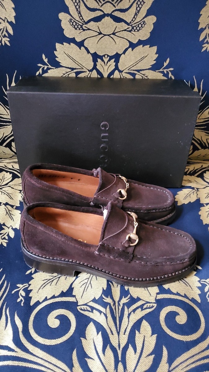 gucci suede lug sole loafers