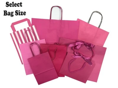 Hot Pink Gift Bags ~ Boutique Shop Paper Bag ~ Pick Size Small Medium Large