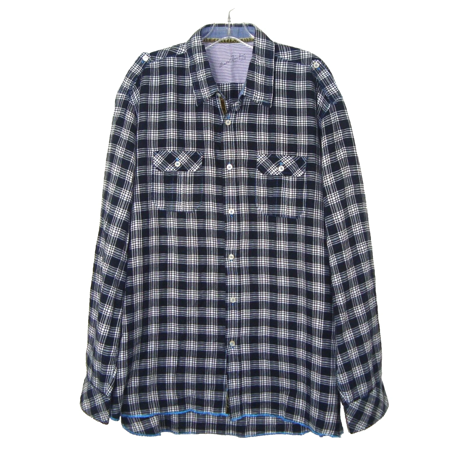 Arnold Zimberg Hollywood Men's Plaid Button Up Long Sleeve Shirt Size XL