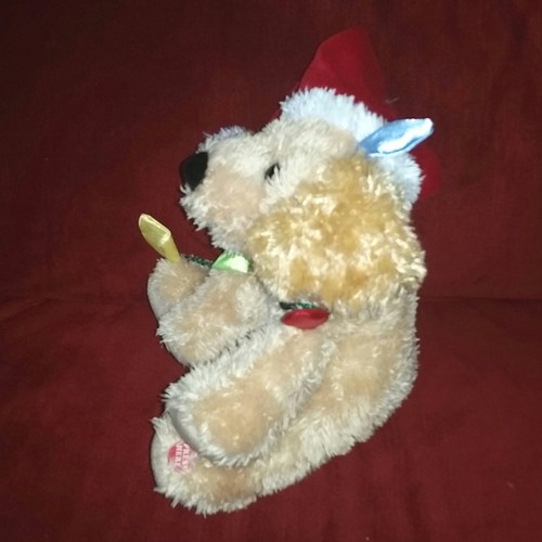 Commonwealth Musical Barking Christmas Puppy Dog Bulbs Flash Tan Fuzzy Plush - Picture 3 of 5