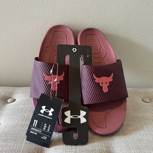 Under Armour Project Rock 2.0 Slides Sandals Red/Pink 3025237-500 Mens Sz 11 NEW