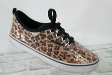 Airspeed Canvas Skate Shoes Girls Sz 4 Brown Leopard Sequin Sparkle Sneakers