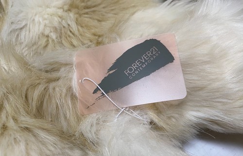 Giacca donna pelliccia sintetica Forever 21 contemporanea crema beige taglia L nuova con etichette - Foto 3 di 6