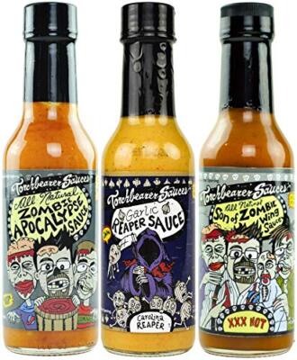 Torchbearer Sauces Hot Sauce Bundle Set 5 Oz Each Zombie Apocalypse Garlic Re...