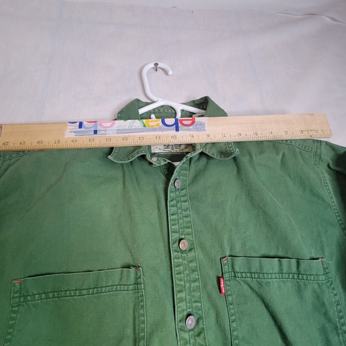 VintageLevi's Denim Long Sleeve Shirt Mens M Metal Button Green Work shirt - Picture 5 of 12