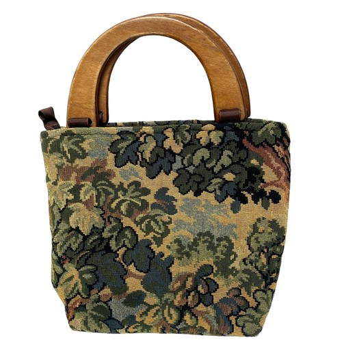 Vintage Tapestry Handbag Retro Floral Wood Handles Old World Victorian Look - Picture 2 of 7