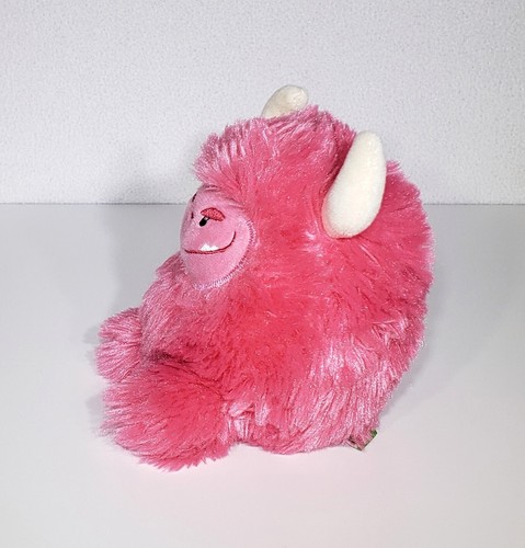 Giggle Scape Pink MONSTER W/ Horns Soft Fluffy Bean Bag Plush Stuffed Toy 6" EUC - Picture 2 of 8