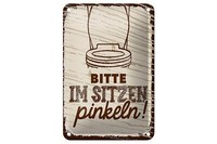 Blechschild Spruch Lustig Bitte Im Sitzen Pinkeln 12X18 Cm Schild