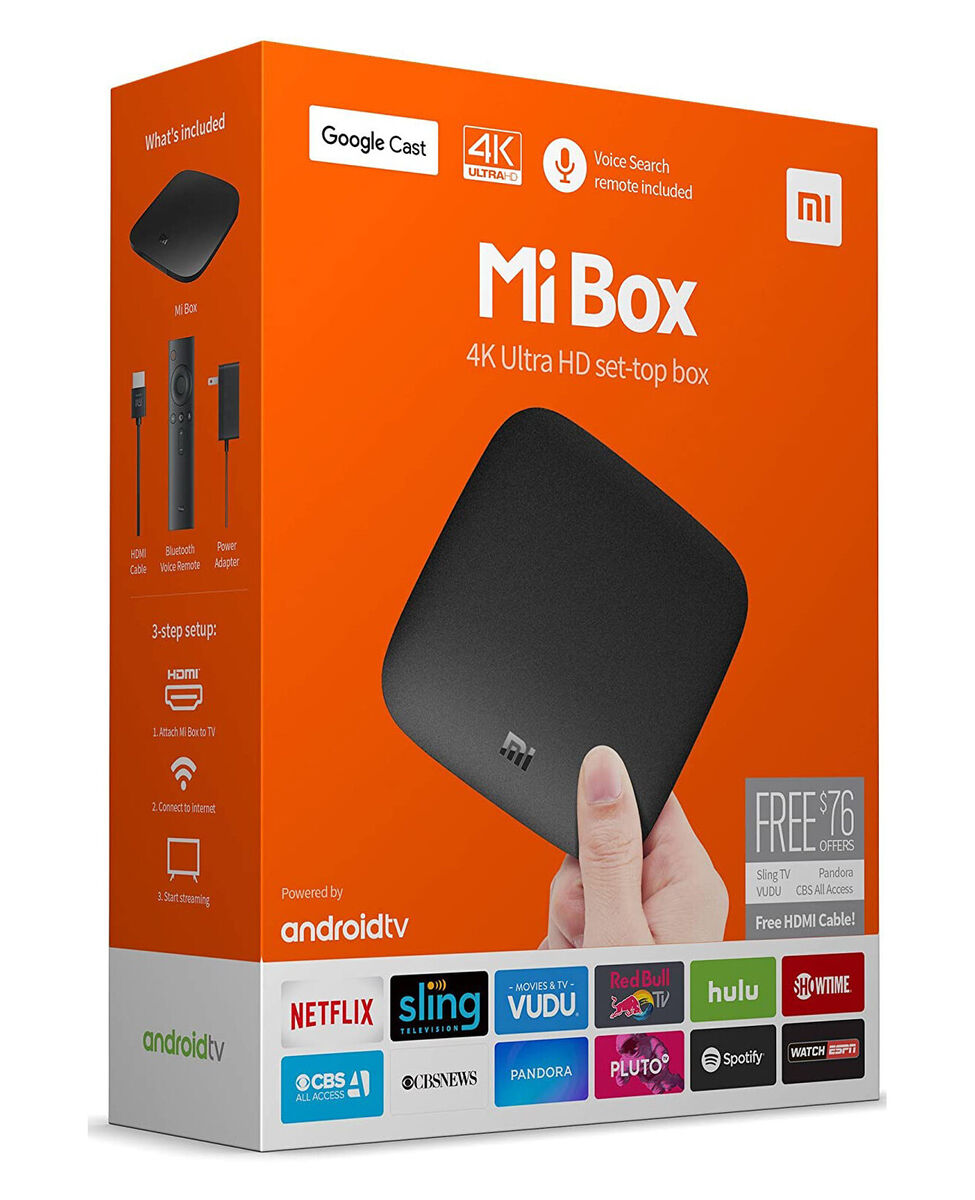 Original Xiaomi Mi Box 4K Ultra HDR TV Streaming Media Player with Voice  Search