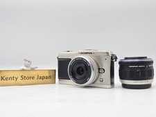  N.MINT / 377 shots OLYMPUS PEN E-P1 Silver  2Lenses 14-42/17mm From Japan