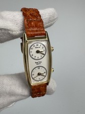 Vintage Orvis Dual Time Ladies Dress Watch Rectangle Leather Band Quartz 6.25