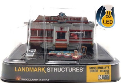 Woodland Scenics BR4956 N Built-N-Ready Miss Molly's Diner W/LED LN/Box