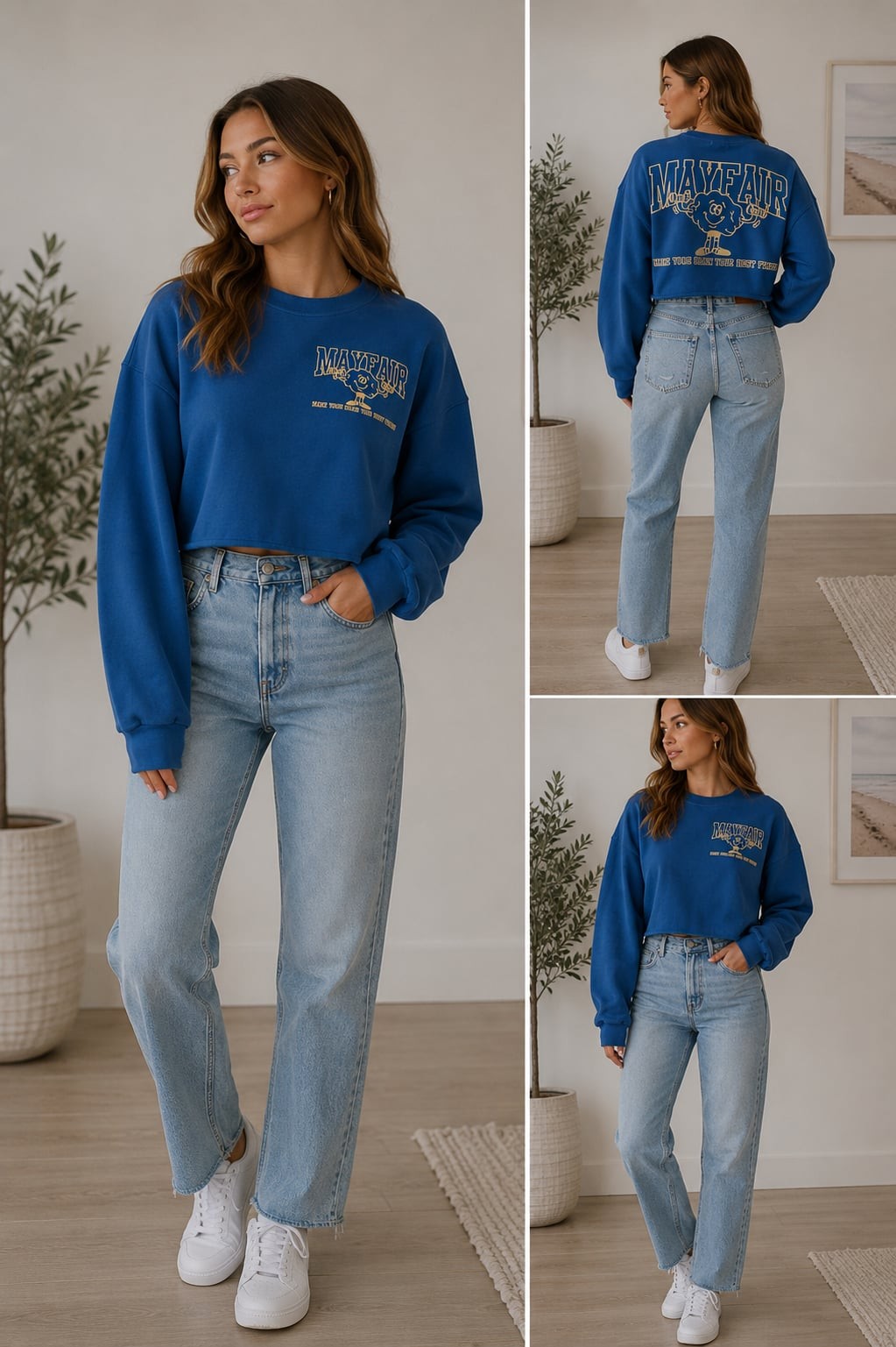 The Mayfair Group Make Your Brain Your Best Friend Cropped Crewneck Sweatshirt