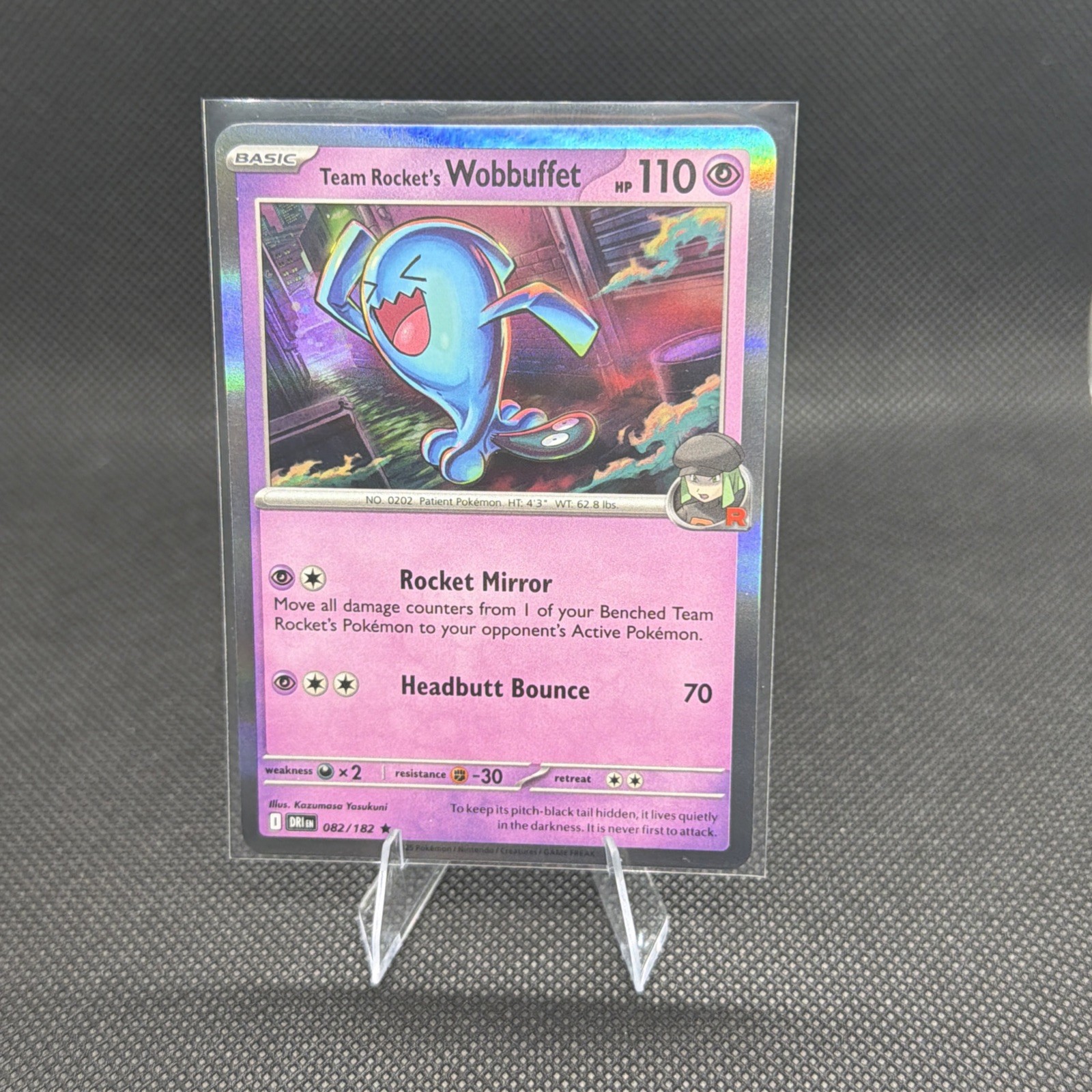 Team Rocket's Wobbuffet 82/182 Pokemon Destined Rivals Holo NM Pokémon TCG Card