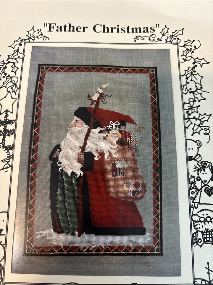 Vintage Father Christmas Cross Stitch Chart From Mosey ‘N Me W/ Fabric Retired - Image 2 of 4