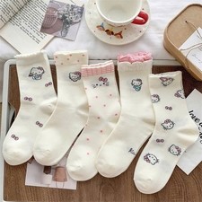 5 Pairs Hello Kitty Socks for Women and Teenagers size 5-9 Random Patterns