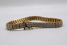 Gorgeous Gilt Sterling Silver Diamond Design Tennis Bracelet