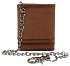 RFID Blocking Men's Chain Biker Leather Classic Slim Trifold Wallet with 8 Cards