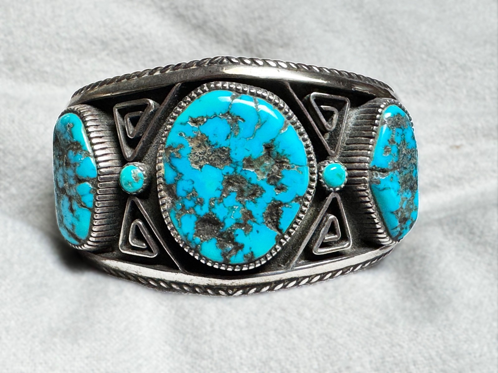Substantial Large Sterling Turquoise Cuff Bracele… - image 1