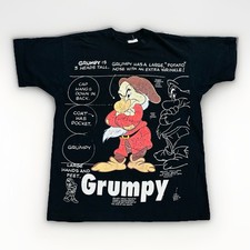 Vintage 90s Disney Grumpy Tee Shirt Snow White Seven Dwarfs Sz Large AOP