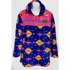 Southern Fried Chics Womens Soft Colorful Fleece Top Size Small Lounging Aztec