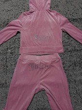 Juicy Couture Pink Velour Rhinestone Logo Zip-Up Hoodie