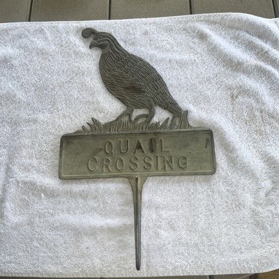 Vintage Metal Two-Sided Sign ''QUAIL CROSSING'' 14.6'' x 8.6''