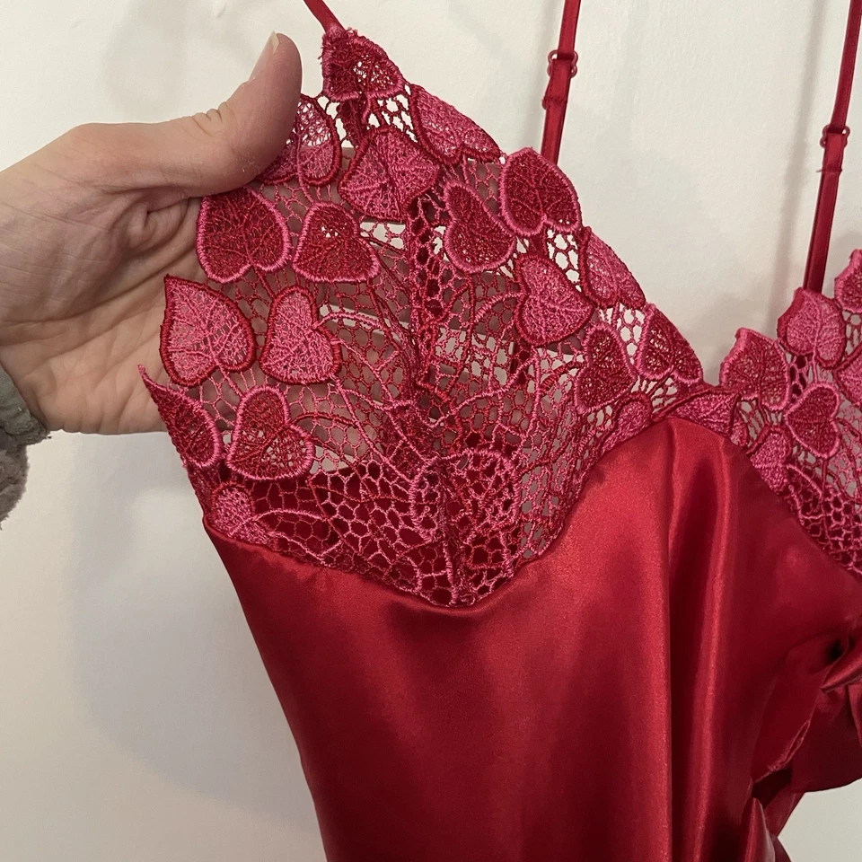 FREDERICKS of HOLLYWOOD Vestido camisón con cordones talla M satinado sin cordones coqueta Foto 3 de 4