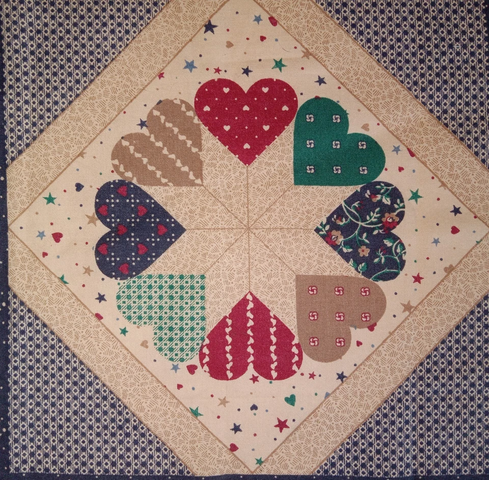 1994~Vintage ~ Marti Michell ~"Circle of Hearts"~ Cotton Fabric Panel ~ 11"x11" - Image 3 of 3