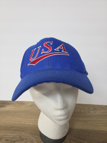 Vintage Wool USA Snapback Hat Blue Red One Size Fits All