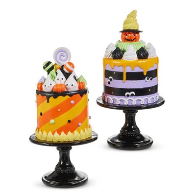 RAZ Imports Halloween Spooky Striped Ghost Pumpkin Cake Set 4510317