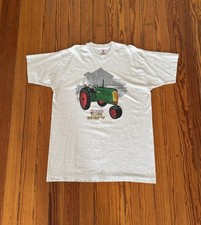 Vintage Oliver Row Crop 70 Tractor T-shirt Grey Single Stitch Made In USA Sz XXL