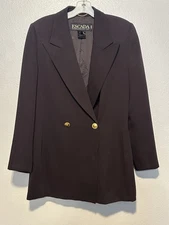 VTG ESCADA Margaretha Ley Dark Purple Wool Jacket Blazer Germany 40 Women US 10