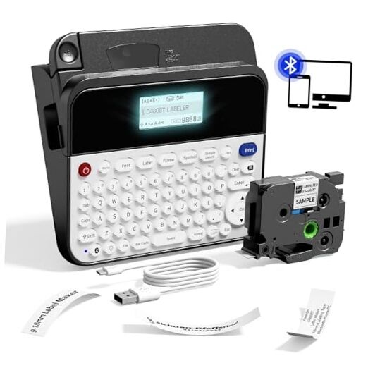 Portable Label Maker Machine with Waterproof Tapes for Home and Office Organization