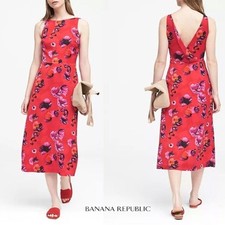 Banana Republic Red Maxi Sheath Dress Cocktail Wedding Summer Fall - Size 6 TALL