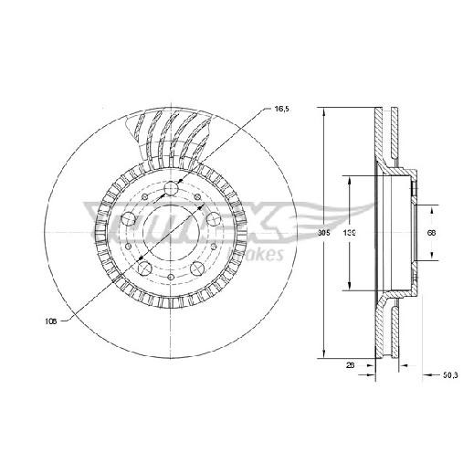 2X Bremsscheibe Vorne FüR Volvo XC70 295 2.4 2.5 00 Bis 07 Tomex B5244SG Teil-image