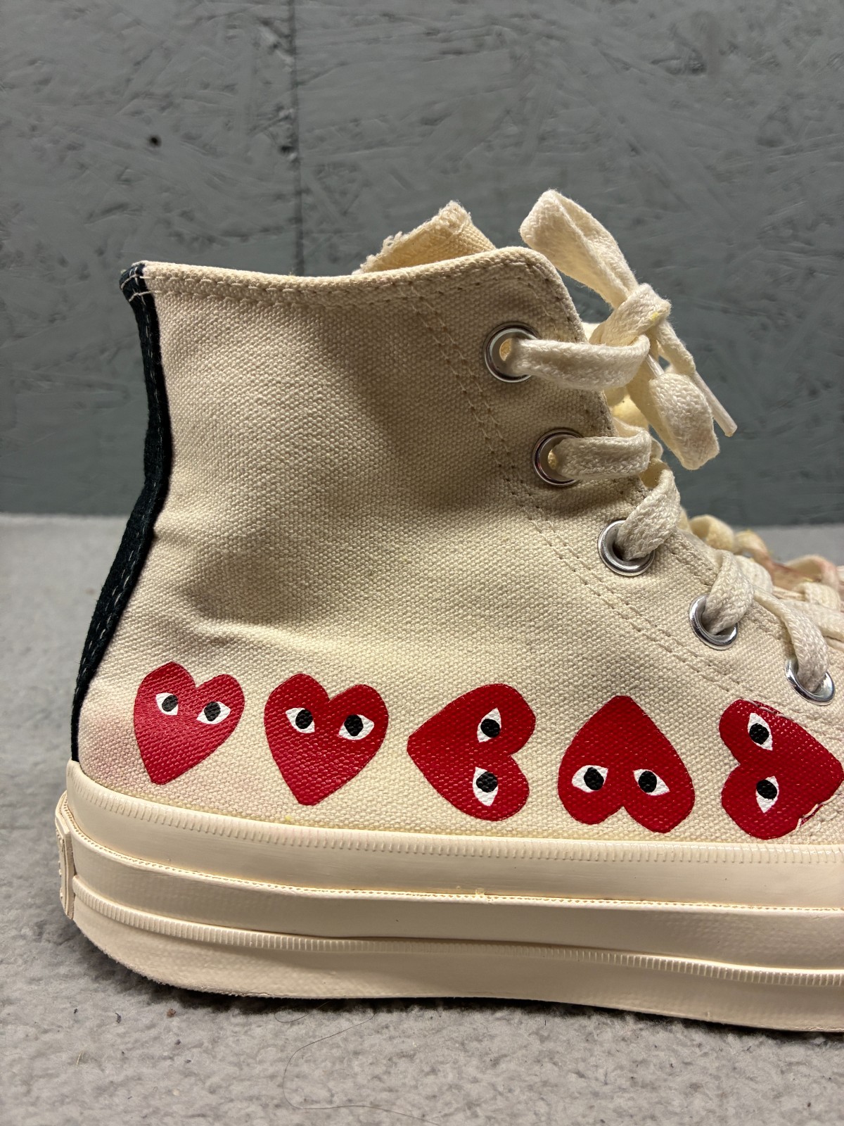 Converse x Comme des Garçons Play Cream Chuck Taylor High Top Sneakers Women's 8 thumbnail 2