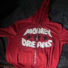 Red Money Dreams Graphic Print Full Zip Hoodie Women  s Long Sleeve