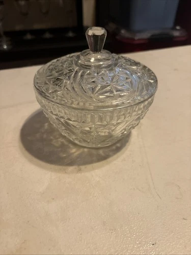 Vintage Anchor Hocking Stars and Bars Candy Dish with Lid Discontinued